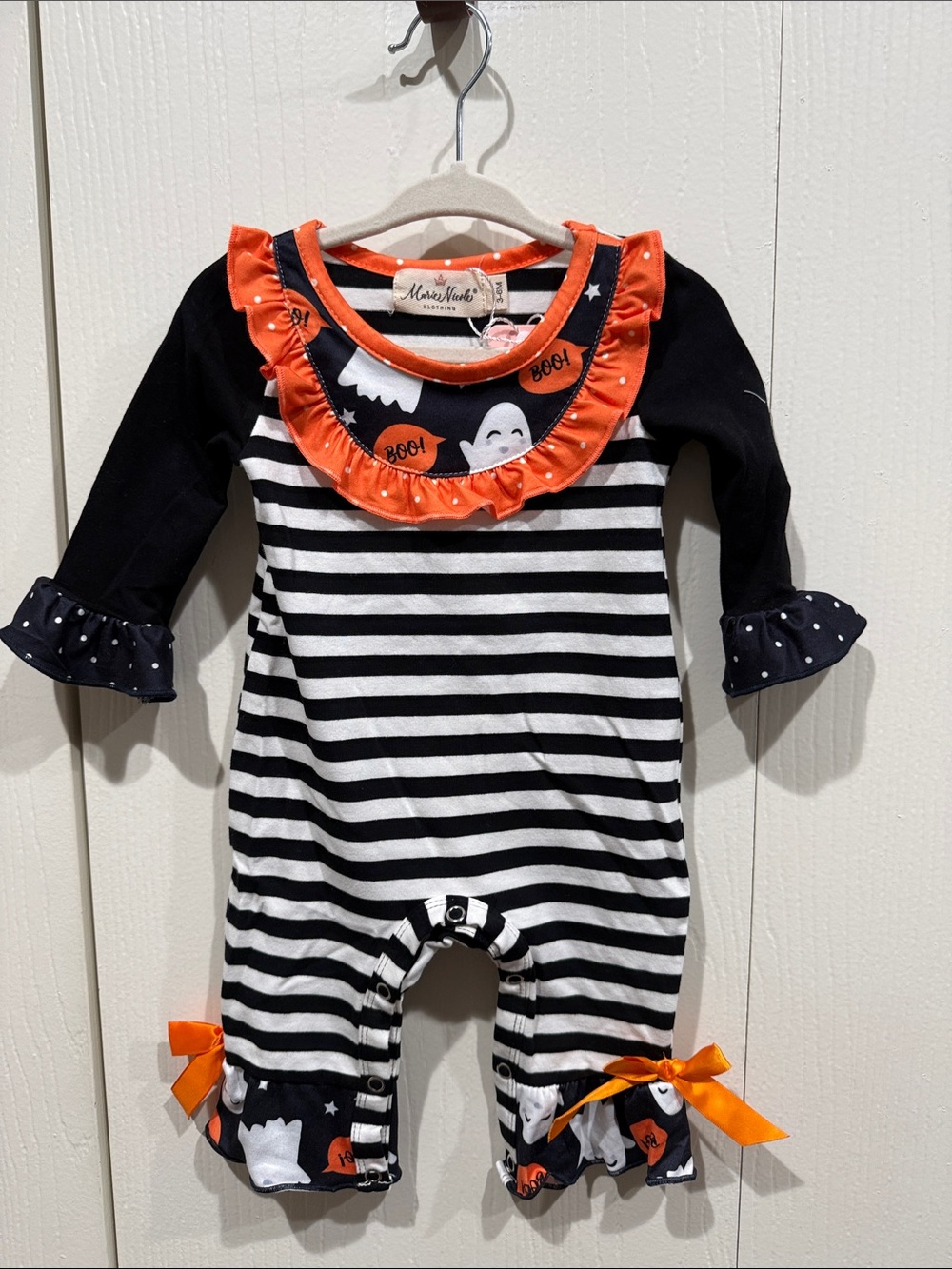 Marie Nicole Boutique One Piece Halloween Baby Button  Romper Sz 3-6 months  NWT